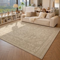 Contemporary Linear Pattern Rug Large Oatmeal Beige Area Rugs for Living Room Modern Apartment Decor Subtle Patterned Carpet