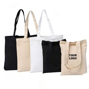 Black Handle Custom Print Promotional 100% Cotton Canvas Tote Bag Wholesale - Product Image 1