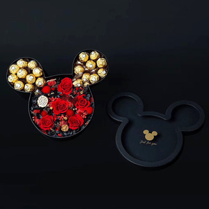 Kotak Hadiah Bunga dengan Penutup Transparan untuk Hari Valentine Diskon Besar Wajah Mickey - Product Image 2