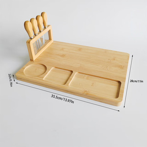 Bamboo <b>Cheese</b> Board With <b>Knife</b> <b>Set</b> Cutting Tray For Serving Food Durable Hand Wash Only - Product Image 3