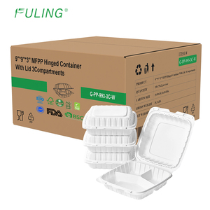 Fuling 9x9 ''<span class=keywords><strong>3</strong></span> ngăn bản lề container đưa ra thực phẩm hộp 993 inch Togo nhà hàng vỏ sò container thực phẩm - Product Image 1