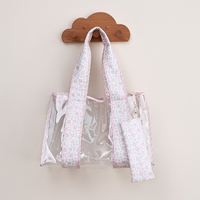 Sacs à main de voyage rayés en PVC imperméable de haute qualité, grande capacité, personnalisés, pour l'été, avec petite pochette