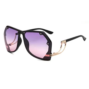 Fashion designer custom gradient lens ladies trendy oversized women shades sun glasses sunglasses 2021