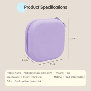 2-in-1 <b>Collapsible</b> Dog Bowl Set with Portable Zippered Case Silicone Travel Pet Food Water Feeder for Hiking Camping Walking - Product Image 5