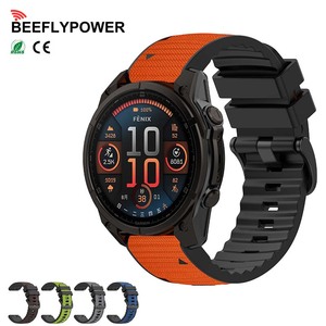 BEEFLYPOWER 22 26mm Bracelet <span class=keywords><strong>QuickFit</strong></span> en Cuir et Silicone pour <span class=keywords><strong>Montre</strong></span> Garmin Fenix 8 PRO E 7 7X 6X 6 5X, Bracelet Sport à Dégagement Rapide - Product Image 1