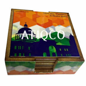 Juego de posavasos de madera superventas Monumentos indios con estilo Impresión digital Esmaltado Clásico y últimas alfombrillas y almohadillas - Product Image 1