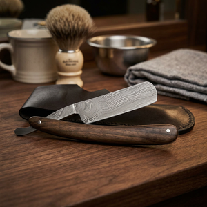 Rasoir droit classique vintage pliable avec manche en bois et étui de protection pour le corps, le visage et le maillot, idéal pour la barbierie et le toilettage. - Product Image 3