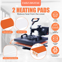 Prensa de Calor Manual Multifuncional 5 en 1 de 38*38CM para Sublimación, Impresora de Tarjetas para Camisetas, Bolsos y Cuero con Transferencia de Calor Digital