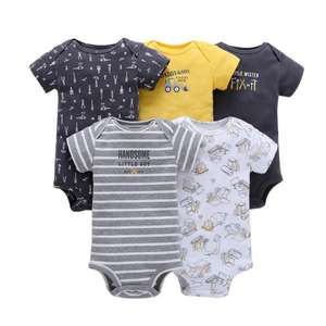 Conjunto de 5 Bodys de Algodón de Manga Corta para Bebé, Ropa de Verano Económica para Recién Nacidos, Ropa para Niños Pequeños, Ropa para Bebés Niños - Product Image 4