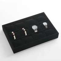 Boîte de rangement rectangulaire en flanelle pour bijoux (colliers, bagues, bracelets, boucles d'oreilles) - Plateau de présentation 35x24x3cm