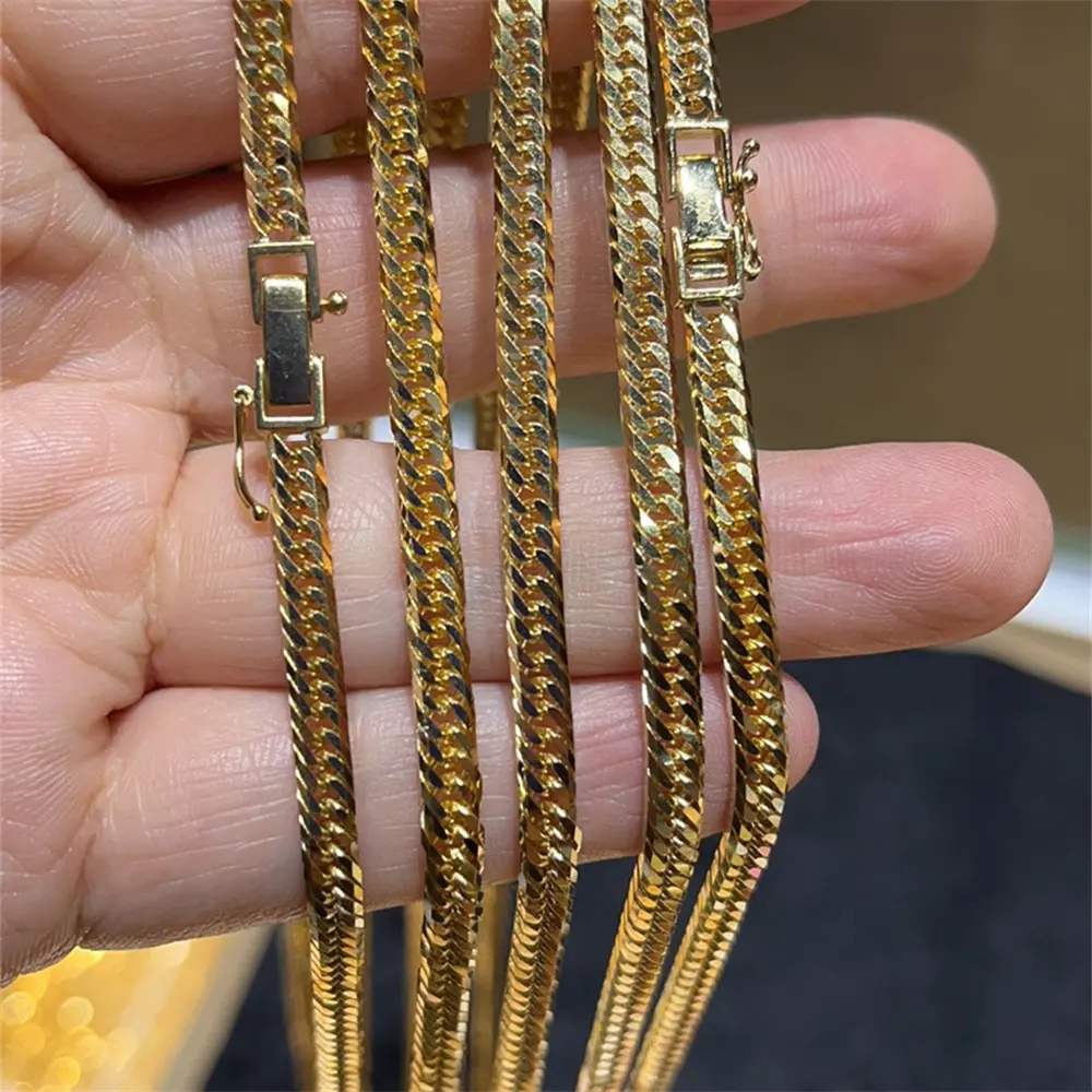 Wholesale Top Quality 18k Gold Chain Jewelry 4MM 25inch 25g Adjustable Curb Chain Men Jewelry