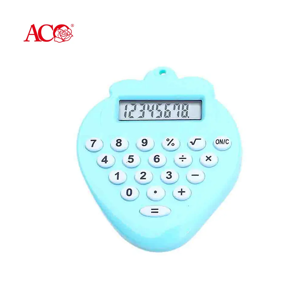 ACO مصنع الحاسبة المصغرة الفراولة اللطيفة الرقمية الإلكترونية سلسلة مفاتيح بشعار مخصص