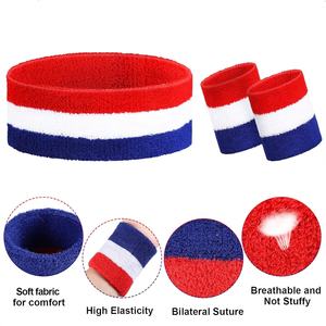 Çizgili ter bandı pamuk bileklik spor özel bileklik kafa bandı - Product Image 4