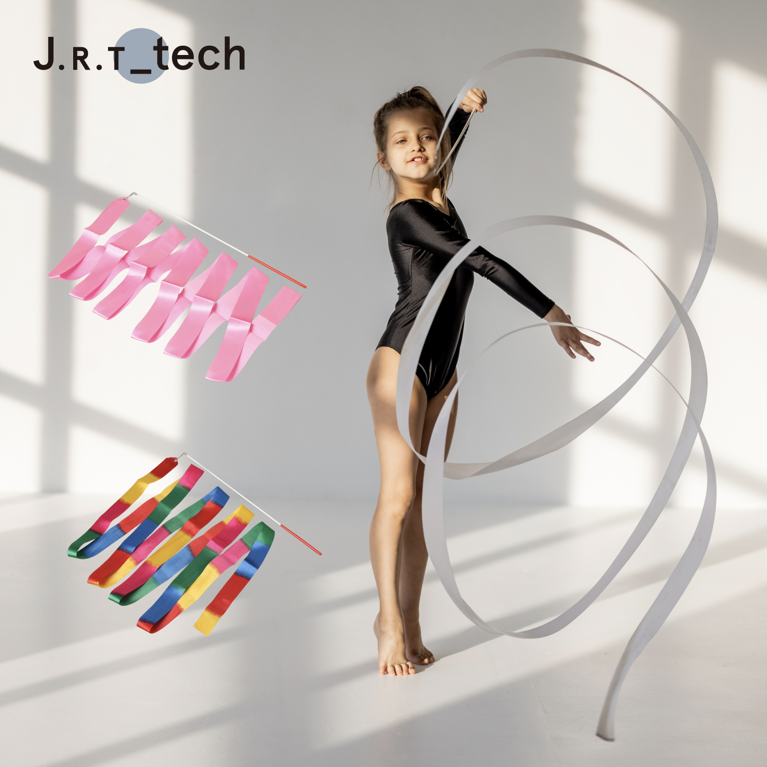 Lot De 2 Rubans De Danse 2 M - Arc-en-ciel, Avec Bâton - Pour Gymnastique Rythmique, Enfants, Spectacles