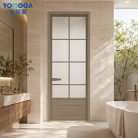 Puerta de Vidrio para Baño con Privacidad, Rejilla de Aluminio, Impermeable, Puerta Interior para Hoteles