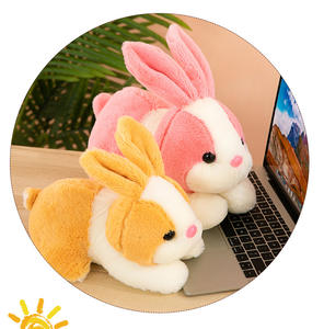 Toptan 25cm Kawaii gerçekçi kabarık tavşan peluş oyuncak PP pamuk dolum özel yumuşak yastıklar örgü astar yorgan tatil hediye - Product Image 3