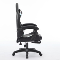 Chaise de bureau pivotante inclinable en cuir noir style racing, avec mousse haute densité, ergonomique, pour le gaming, avec repose-pieds