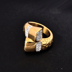 Anillo de Eternidad Geométrico Irregular de Acero Inoxidable Chapado en Oro con Circonita, Estilo Europeo Americano, Moderno, para Mujer, de Terceros - Product Image 3