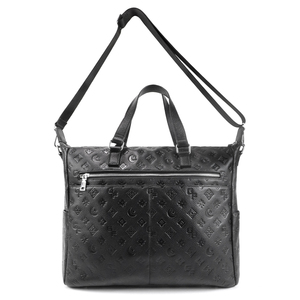 Men PU Leather Business Bag Large Capacity Laptop Tote Bag Embossed Work Shoulder Bag For Office Travel - Product Image 4
