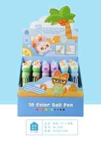 Bút bi nhiều màu KUKI dễ thương 10 màu sắc, họa tiết hoạt hình mùa hè mát mẻ, dành cho học sinh, văn phòng phẩm dễ thương Kawaii. - Product Image 6