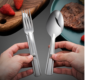 DFC01 Kit de 3 pièces en acier inoxydable pour le camping en plein air : fourchette, couteau, cuillère et ouvre-boîte à bière - Product Image 5