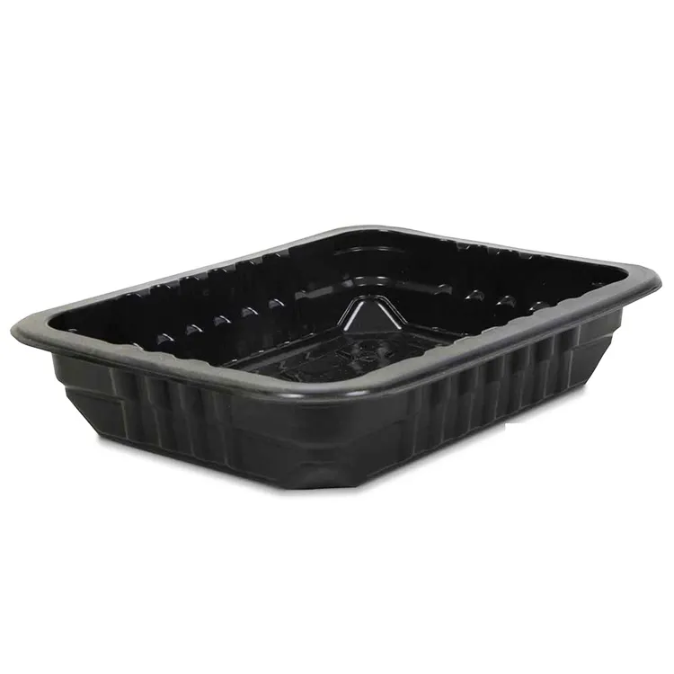 Supermarket Black Clear 20*14*5cm Plastic Blister Food Tray for Takeaway Fruit Vegetable Meat Packaging