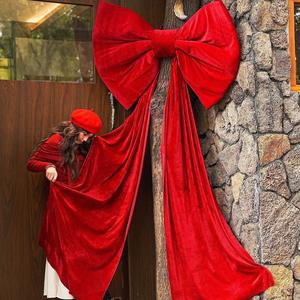 O-BK002 nouvel an décoration de noël soie <span class=keywords><strong>rouge</strong></span> nœud papillon fait à la main tissu tissu géant nœud papillon pour <span class=keywords><strong>magasin</strong></span> <span class=keywords><strong>magasin</strong></span> vitrine affichage - Product Image 2