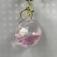 Porte-clés personnalisé en acrylique transparent avec figurine flottante et paillettes, pendentif mignon pour cadeaux et organisation des clés en forme ronde