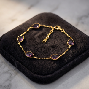Factory Supply Cute 18K Gold Plated Brass <b>Amethyst</b> Quartz Colourful Geometric Trendy Anniversary Gift Cuff <b>Bracelet</b> for Women - Product Image 3