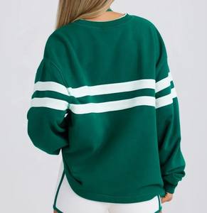 Custom Logo Women's Oversize Crew Neck <strong>Jumper</strong> Ladies Color Block Two-Tone Stripe Long Sleeve Top Loose Fit <strong>Boyfriend</strong> Sweatshirt - Product Image 3