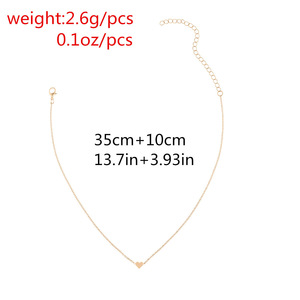 XL012 kalung Choker geometris etnik Bohemian wanita kalung liontin rantai hati kecil Aloi trendi modis emas perak - Product Image 5