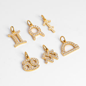 Colgante de diamante de acero inoxidable para fabricación de joyas, signo pequeño del zodiaco, <span class=keywords><strong>2022</strong></span> - Product Image 2