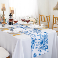 Nappe de table personnalisée en tissu Tolile français, bleu poussière, pour événements de mariage, maison, hôtel, salle à manger - Vente en gros