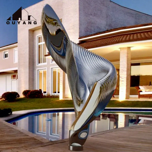 QUYANG Scultura in Acciaio Inossidabile a Specchio per Giardino, Grande Opera d'Arte Astratta Moderna Personalizzata per Decorazione Esterna <span class=keywords><strong>Immobiliare</strong></span> - Product Image 2