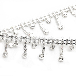 Rhinestone Chain AB53 White Two <b>Row</b> Open Tassel DIY Jewelry Accessories for <b>Shoe</b> Bag Wedding Dress Decoration - Product Image 4