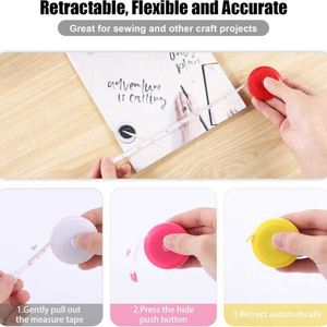 Mètre Ruban de Couture Rétractable Double Face en Plastique Souple de 1,5 Mètre (60 Pouces) avec Bouton Poussoir pour Tailleur - Product Image 4