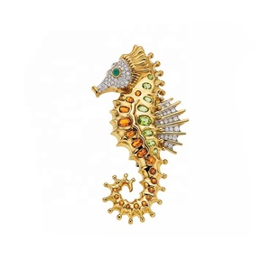 Broche <span class=keywords><strong>hippocampe</strong></span> en strass plaqué or, accessoires de bijoux vintage pour femmes, <span class=keywords><strong>prix</strong></span> de gros - Product Image 1