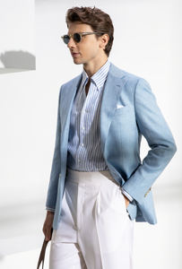 HARCHOY 2025 classico <span class=keywords><strong>Blazer</strong></span> monopetto <span class=keywords><strong>blu</strong></span> <span class=keywords><strong>Navy</strong></span> abito da <span class=keywords><strong>uomo</strong></span> nuova moda Business Casual con chiusura a bottone 100% lana Cool - Product Image 3