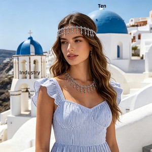 Collar de aleación minimalista con borla y cadena de bambú, estilo antiguo kazajo, accesorio étnico, regalo de <span class=keywords><strong>Kashgar</strong></span>, con diseño de retrato - Product Image 2
