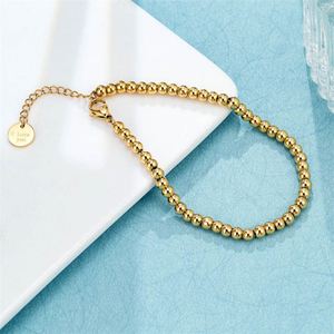 Custom Metal Round logo Tags Jewelry Women <b>Gold</b> <b>Beads</b> Chain <b>Bracelets</b> Jewelry - Product Image 3