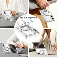 Étui magnétique pliable anti-jaunissement transparent 360° °   Support rotatif pour anneau, couvercle de charnière, film de protection d'écran antichoc pour Samsung Galaxy Z Fold 8