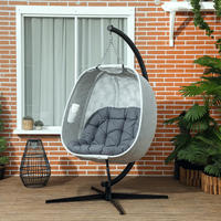 Fauteuil suspendu en forme d'œuf AJUNION pour l'extérieur, mobilier de balcon, fauteuil à bascule, siège large, fauteuil en forme d'œuf pliable avec support en acier