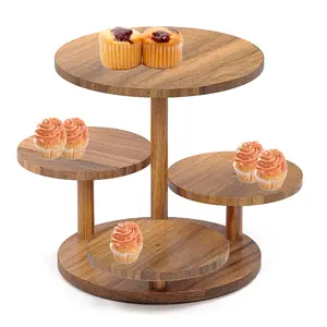 Ferme en bois 4 niveaux rond Dessert Cupcake tour présentoir de gâteaux pour fête mariage