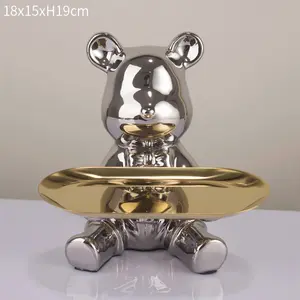 Creative Bear Key Storage Tray Ceramic Bear Piggy Bank