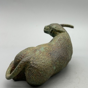 Scultura di Bestiame in Ottone Fuso, Oggetto d'Arte Antico da Collezione con Finitura Verde Ruggine, Modello 3D - Product Image 5