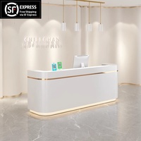 Comptoir de réception moderne et commercial, simple, avec caisse enregistreuse intégrée, pour magasin de cosmétiques, magasin de vêtements, salon de coiffure, en bois.
