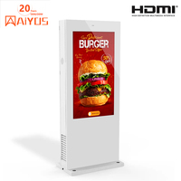 Kiosco con Pantalla IPS de 43 Pulgadas para Exteriores, Monitor LCD 4K con Soporte de Piso, Pantalla Publicitaria IP55, Señalización Digital