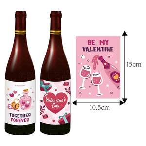 Décorations de fête de la Saint-Valentin, ensemble d'autocollants pour bouteilles de vin, pour dîner romantique, anniversaire, fiançailles, fournitures de célébration - Product Image 5