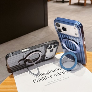 Funda de Lujo a Rayas con Anillo Magnético y Soporte Antigolpes para iPhone 11 12 13 14 15 16 17 Pro Max 17 Air - Product Image 3