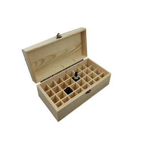 Boîte de rangement pour huiles essentielles en bois massif, en pin, rectangulaire, verrouillable, multi-compartiments, pour soins personnels - Product Image 5